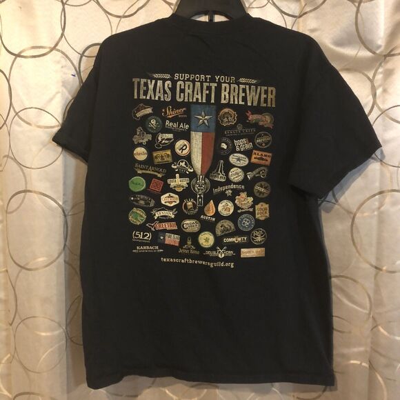 Outhouse Designs Texas Craft Beer Large T-Shirt Black Graphic Tee Men's Guild - Picture 4 of 7